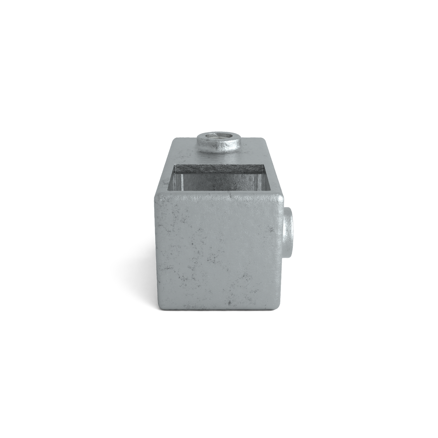 Rohrverbinder Kreuzstück 90º 40 mm quadratisch - Seitenansicht Rohrverbinder (Rohr-verbinder.de)
