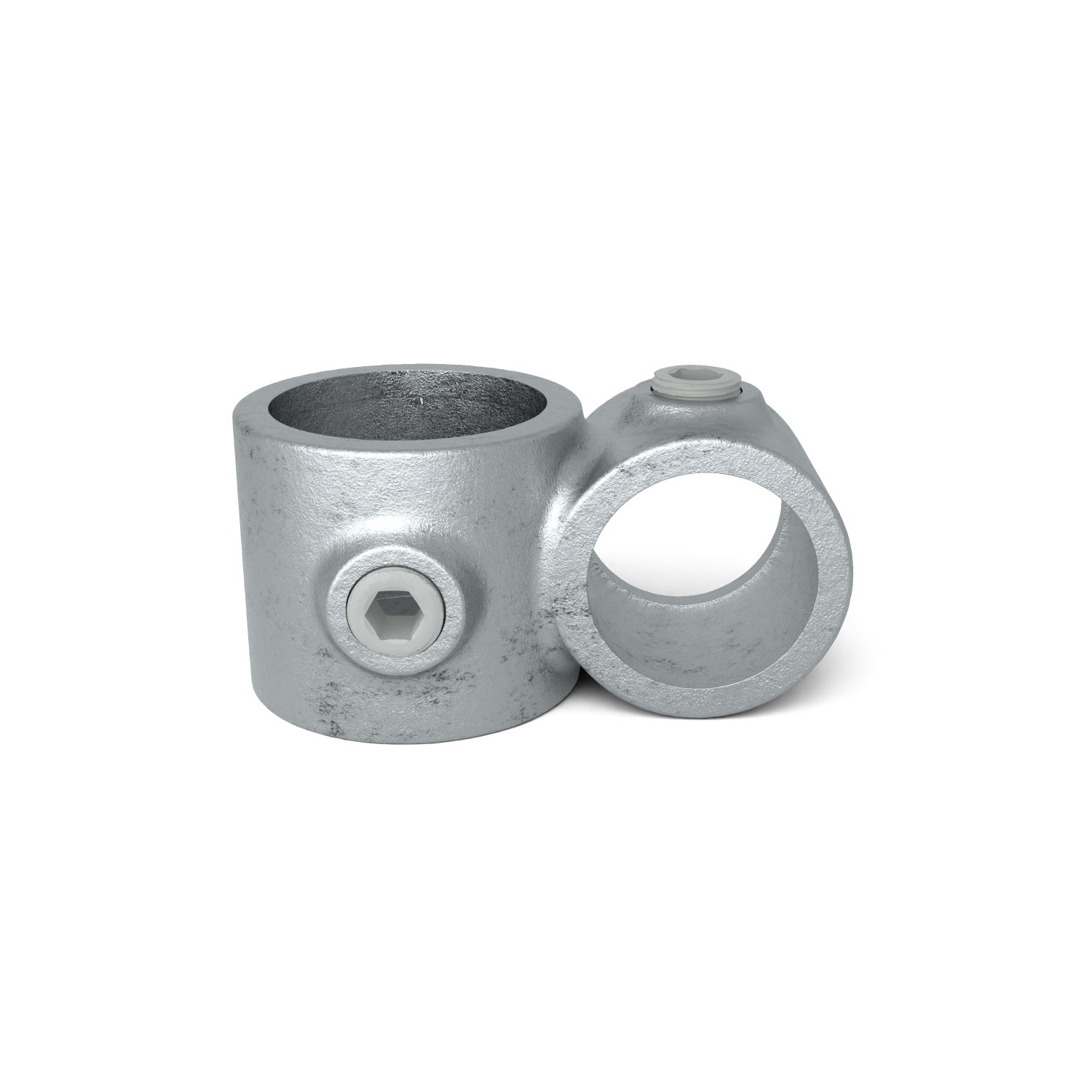 Rohrverbinder Kreuzstück 90º Kombinationsmaß 26,9 - 33,7 mm - Vorderansicht Rohrverbinder (Rohr-verbinder.de)