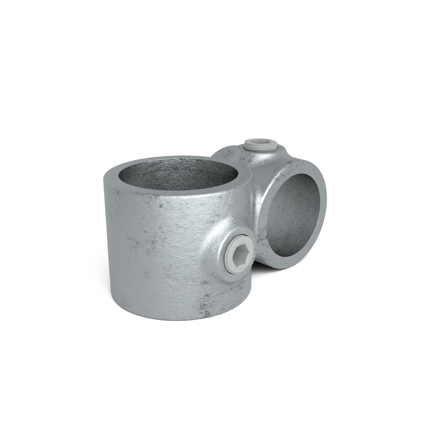Rohrverbinder Kreuzstück 90º Kombinationsmaß 33,7 - 42,4 mm - Schrägansicht Rohrverbinder (Rohr-verbinder.de)