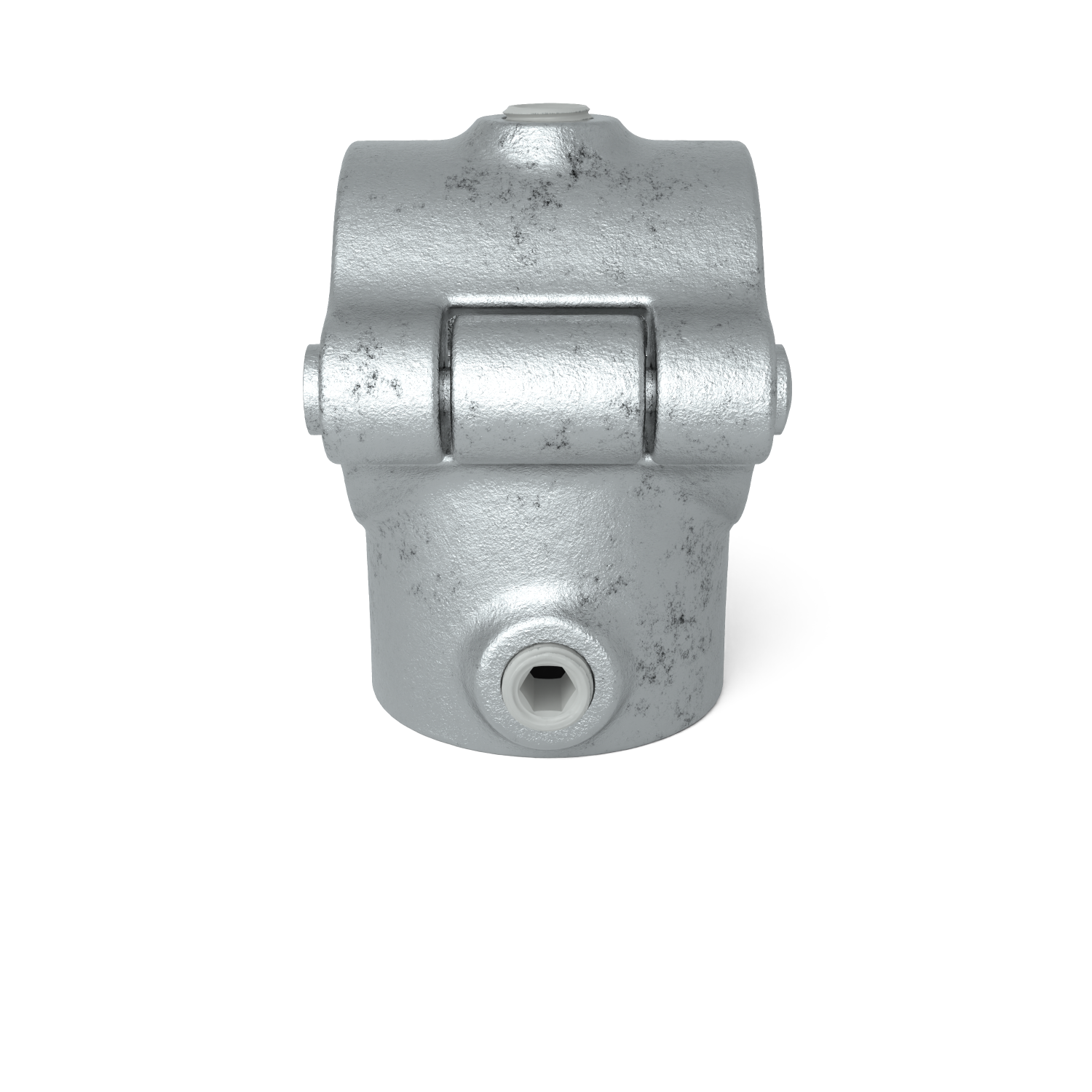 Rohrverbinder T-Stück offen klappbar 48,3 mm - Schrägansicht Rohrverbinder (Rohr-verbinder.de)