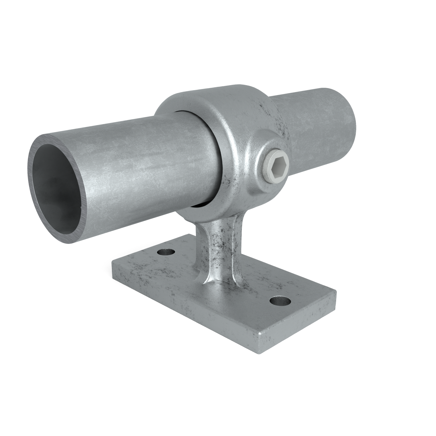 Rohrverbinder Handlaufhalterung 26,9 mm - Vorderansicht mit Rohren (Rohr-verbinder.de)