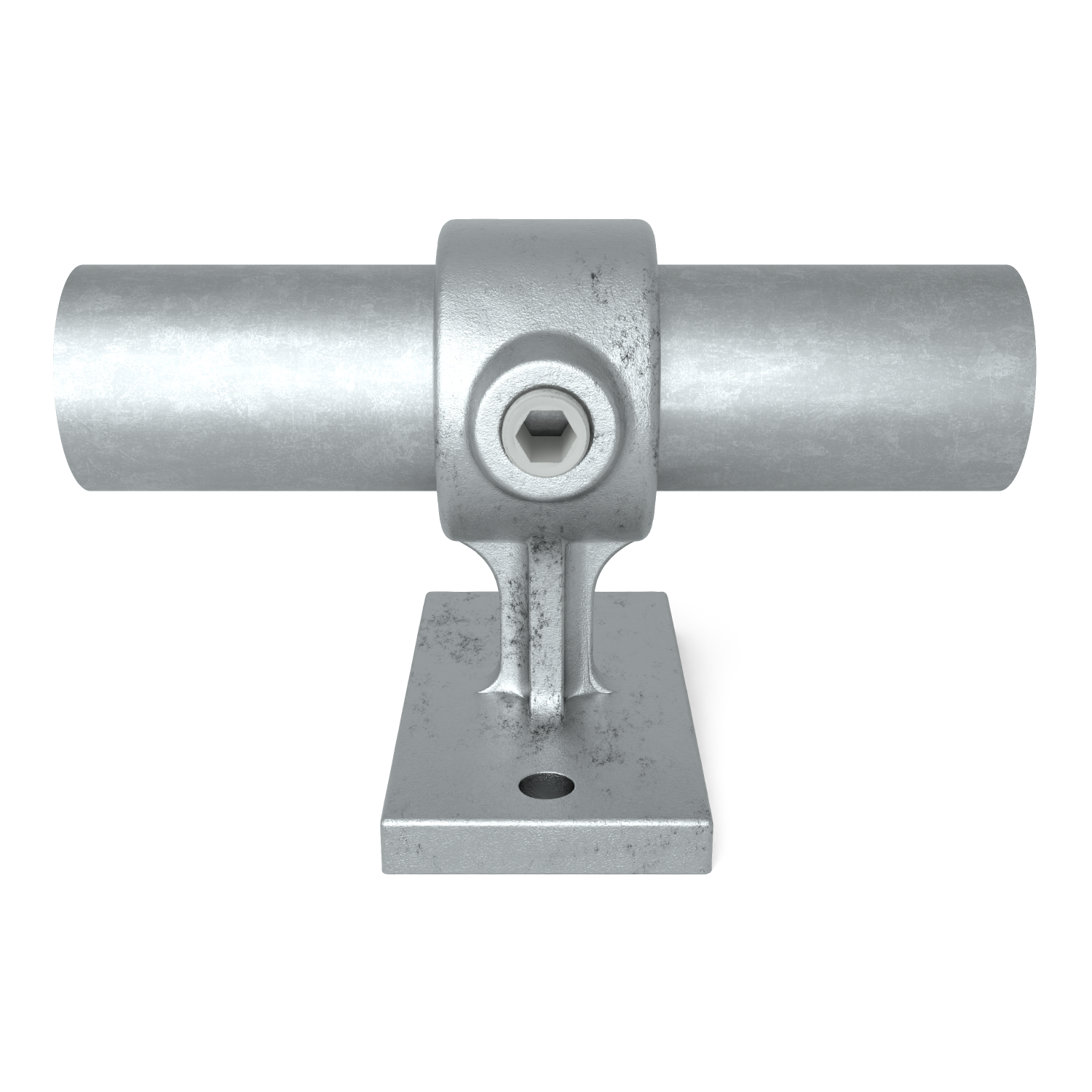 Rohrverbinder Handlaufhalterung 26,9 mm - Schrägansicht mit Rohren (Rohr-verbinder.de)