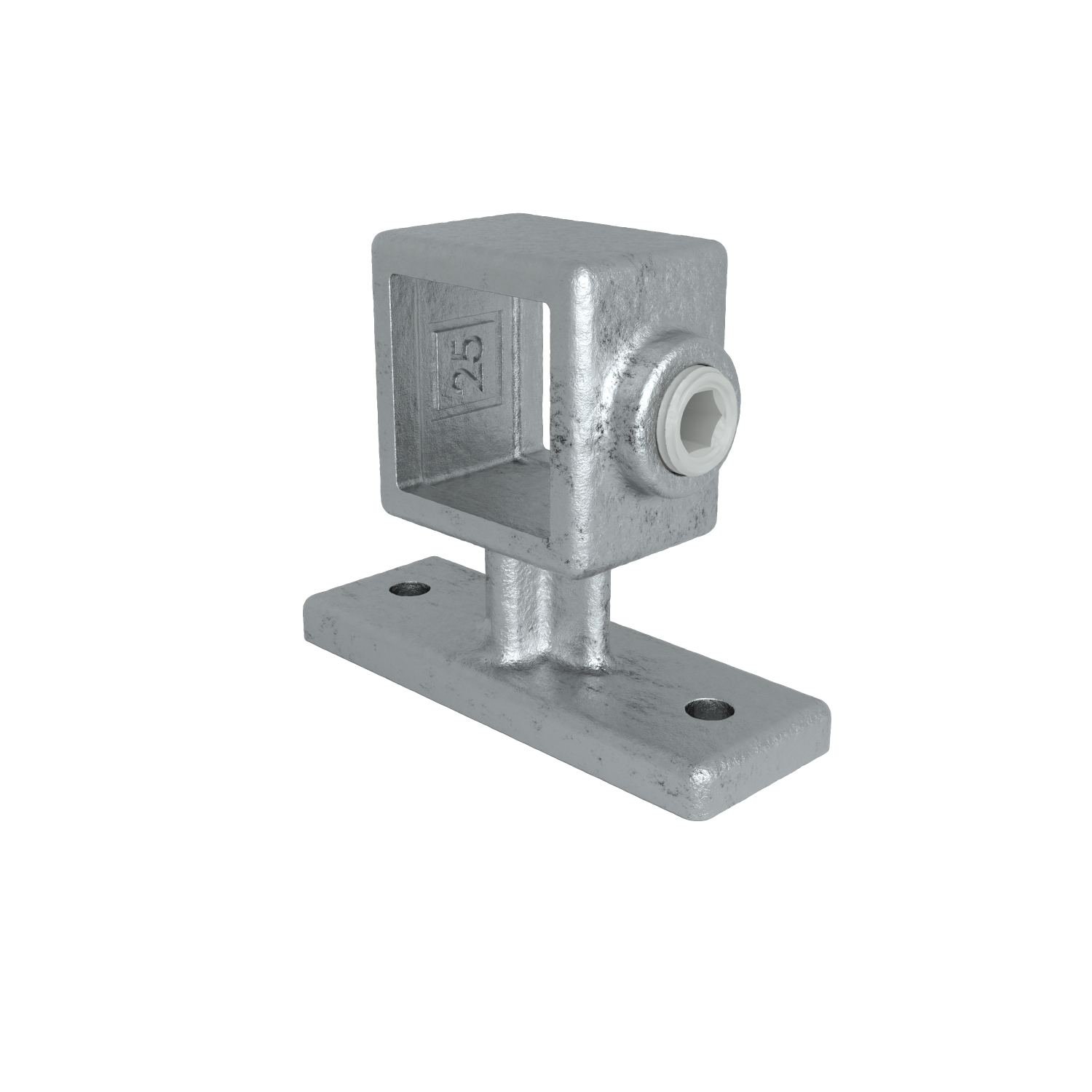 Rohrverbinder Handlaufhalterung 25 mm quadratisch - Vorderansicht Rohrverbinder (Rohr-verbinder.de)