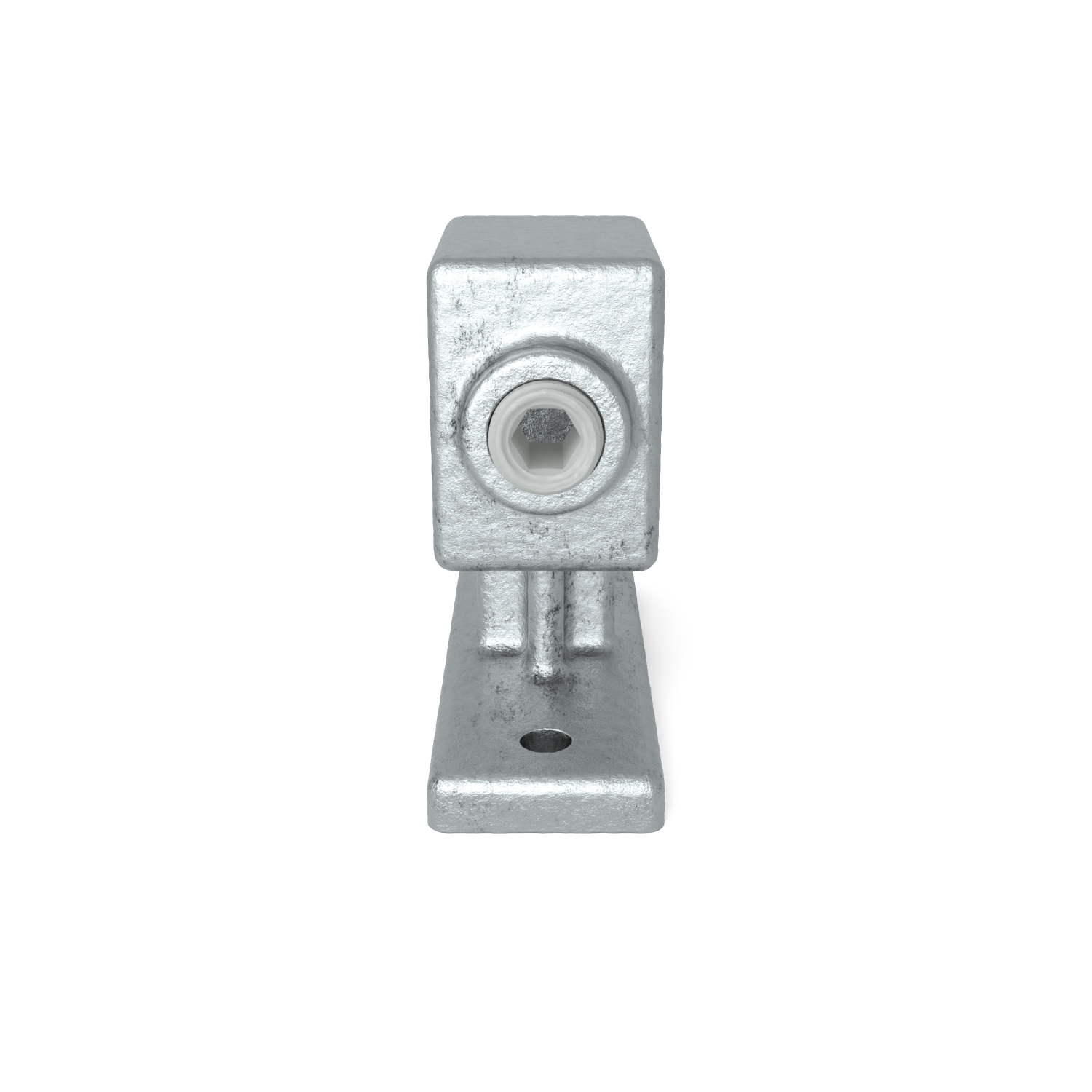 Rohrverbinder Handlaufhalterung 25 mm quadratisch - Schrägansicht Rohrverbinder (Rohr-verbinder.de)