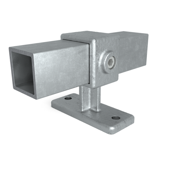 Rohrverbinder Handlaufhalterung 40 mm quadratisch - Vorderansicht mit Rohren (Rohr-verbinder.de)