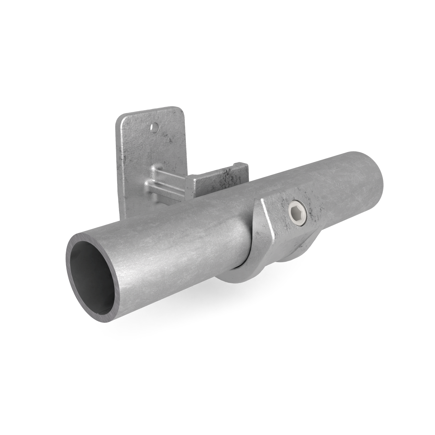 Rohrverbinder Handlaufhalterung offen 48,3 mm - Vorderansicht mit Rohren (Rohr-verbinder.de)