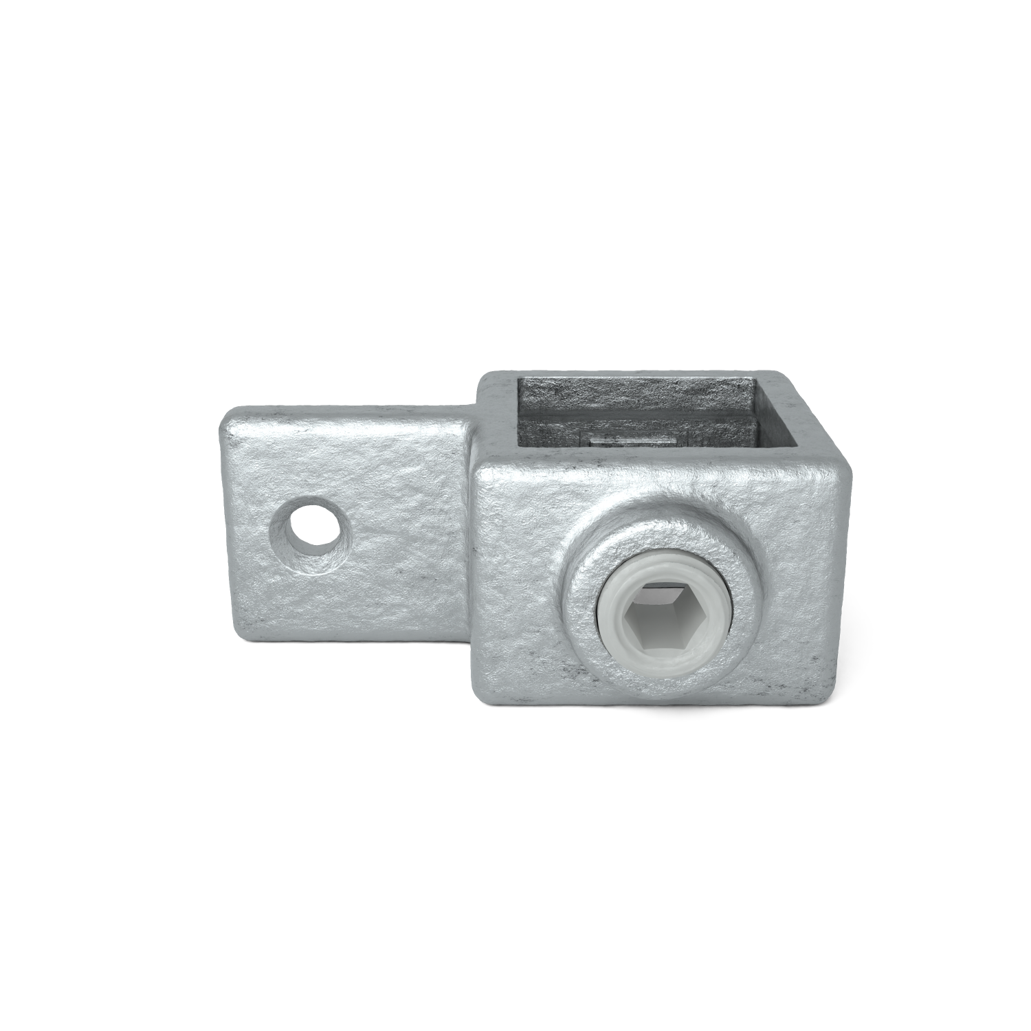 Rohrverbinder Gelenkauge 25 mm quadratisch - Vorderansicht Rohrverbinder (Rohr-verbinder.de)