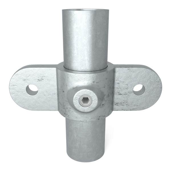 Rohrverbinder Gelenkauge doppelt 180º 26,9 mm - Vorderansicht mit Rohren (Rohr-verbinder.de)