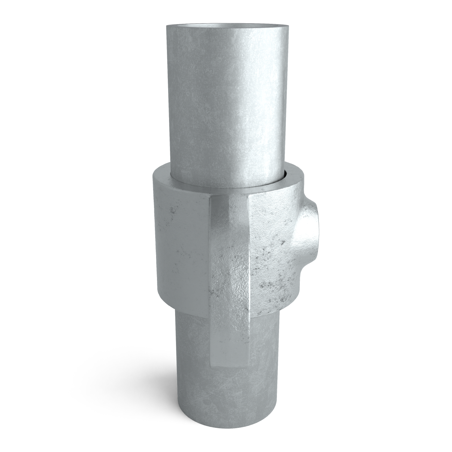Rohrverbinder Gelenkauge doppelt 180º 26,9 mm - Seitenansicht mit Rohren (Rohr-verbinder.de)