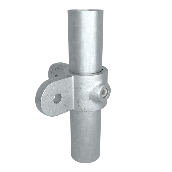Rohrverbinder Gelenkauge doppelt 90º 33,7 mm - Schrägansicht mit Rohren (Rohr-verbinder.de)