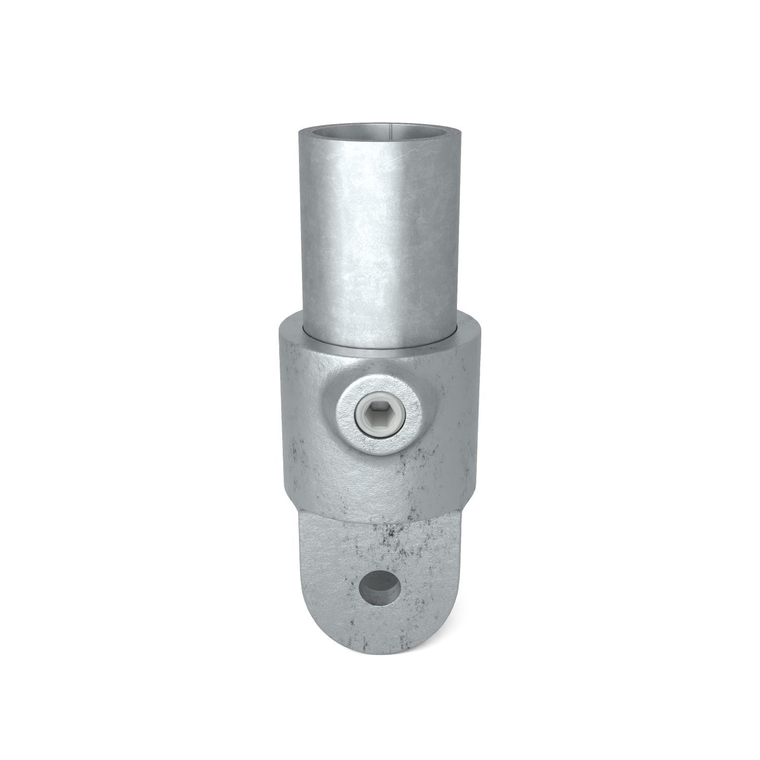 Rohrverbinder Gelenkhalter 33,7 mm - Vorderansicht mit Rohren (Rohr-verbinder.de)