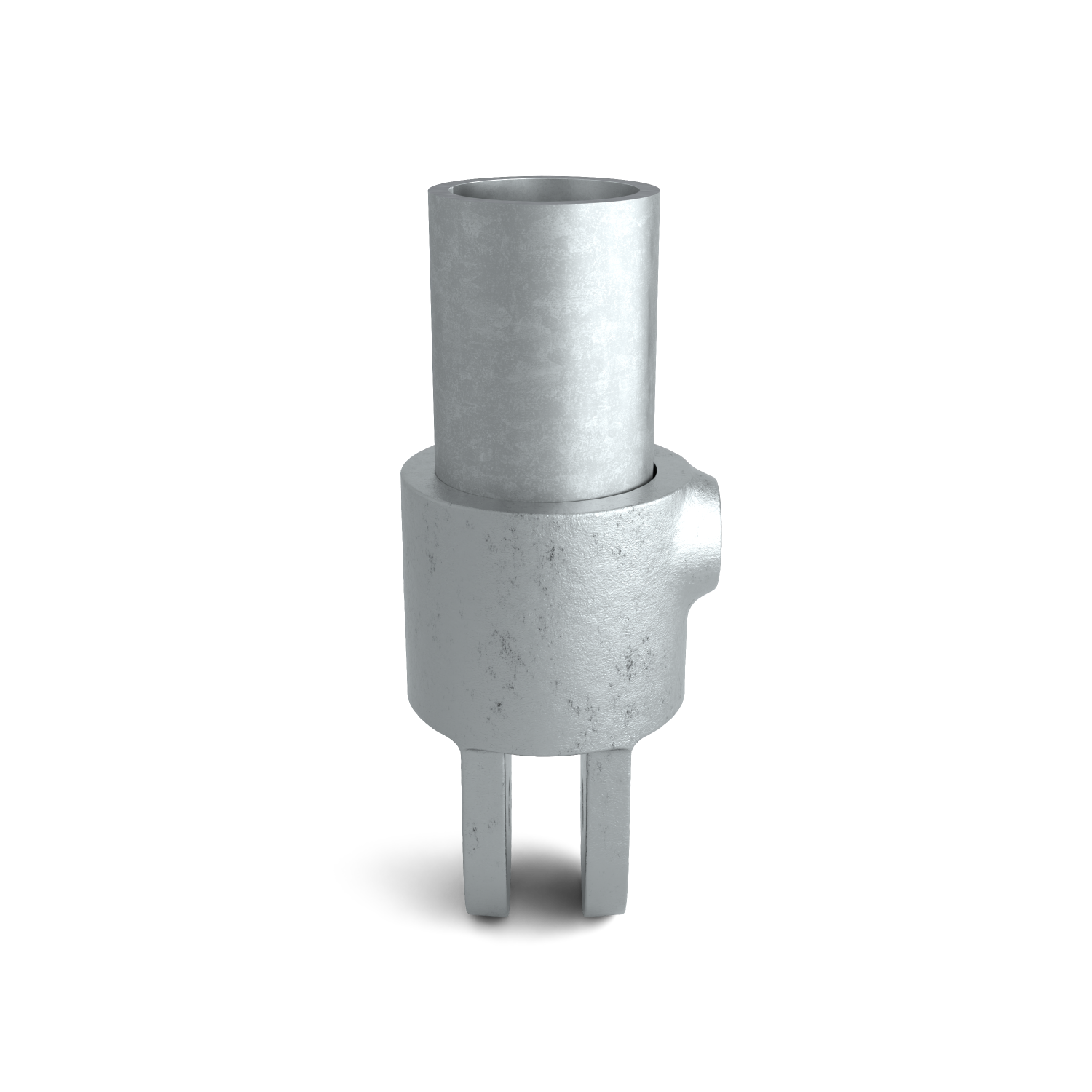 Rohrverbinder Gelenkhalter 33,7 mm - Seitenansicht mit Rohren (Rohr-verbinder.de)