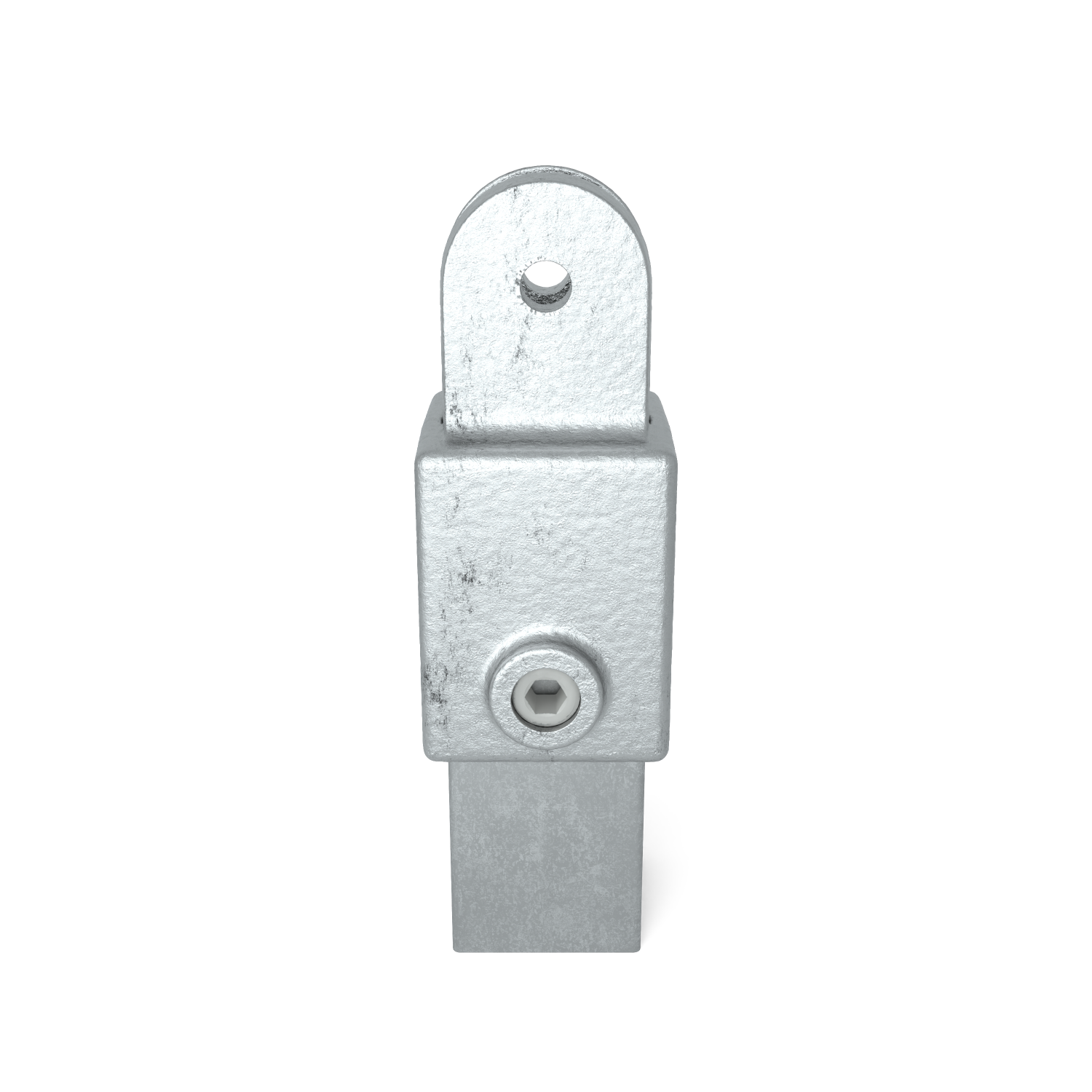 Rohrverbinder Gelenhalter 40 mm quadratisch - Vorderansicht mit Rohren (Rohr-verbinder.de)