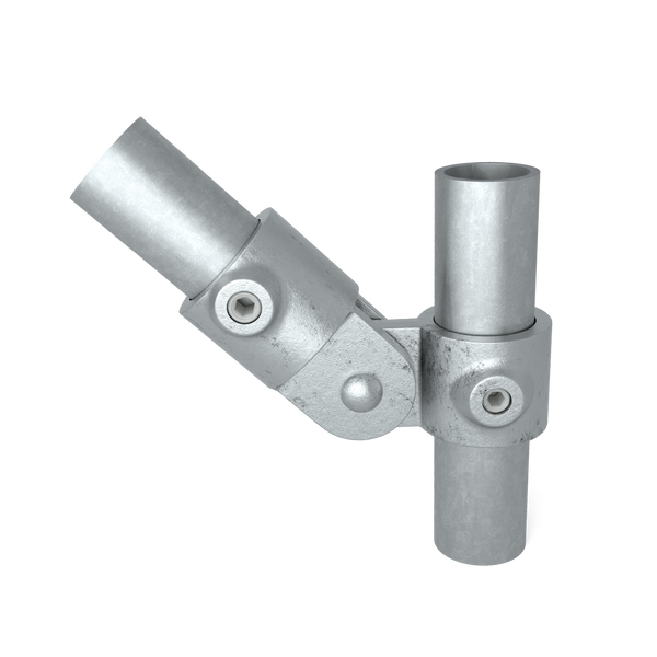 Rohrverbinder Gelenkstück einfach 33,7 mm - Vorderansicht mit Rohren (Rohr-verbinder.de)