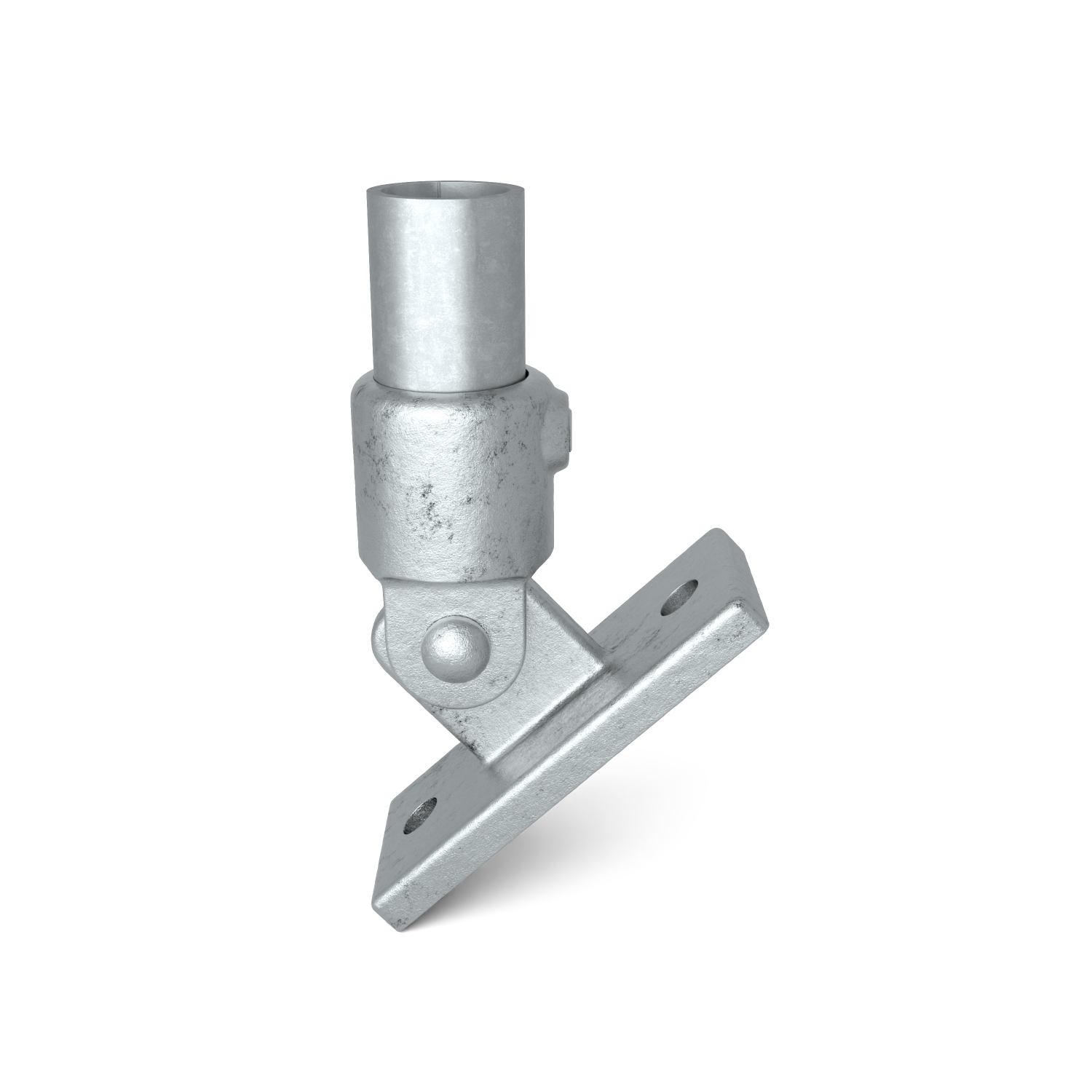 Rohrverbinder Gelenkfuß 26,9 mm - Vorderansicht mit Rohren (Rohr-verbinder.de)