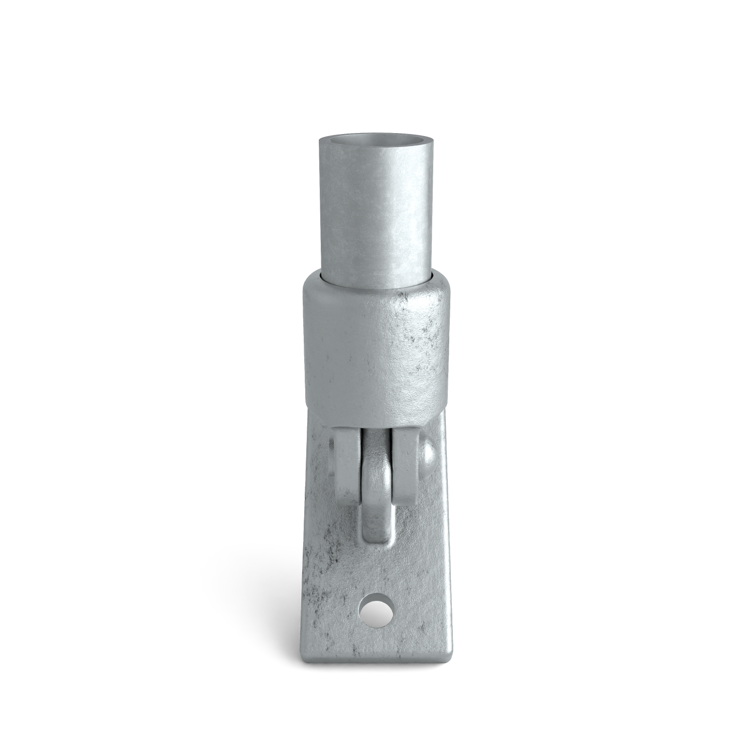 Rohrverbinder Gelenkfuß 26,9 mm - Seitenansicht mit Rohren (Rohr-verbinder.de)