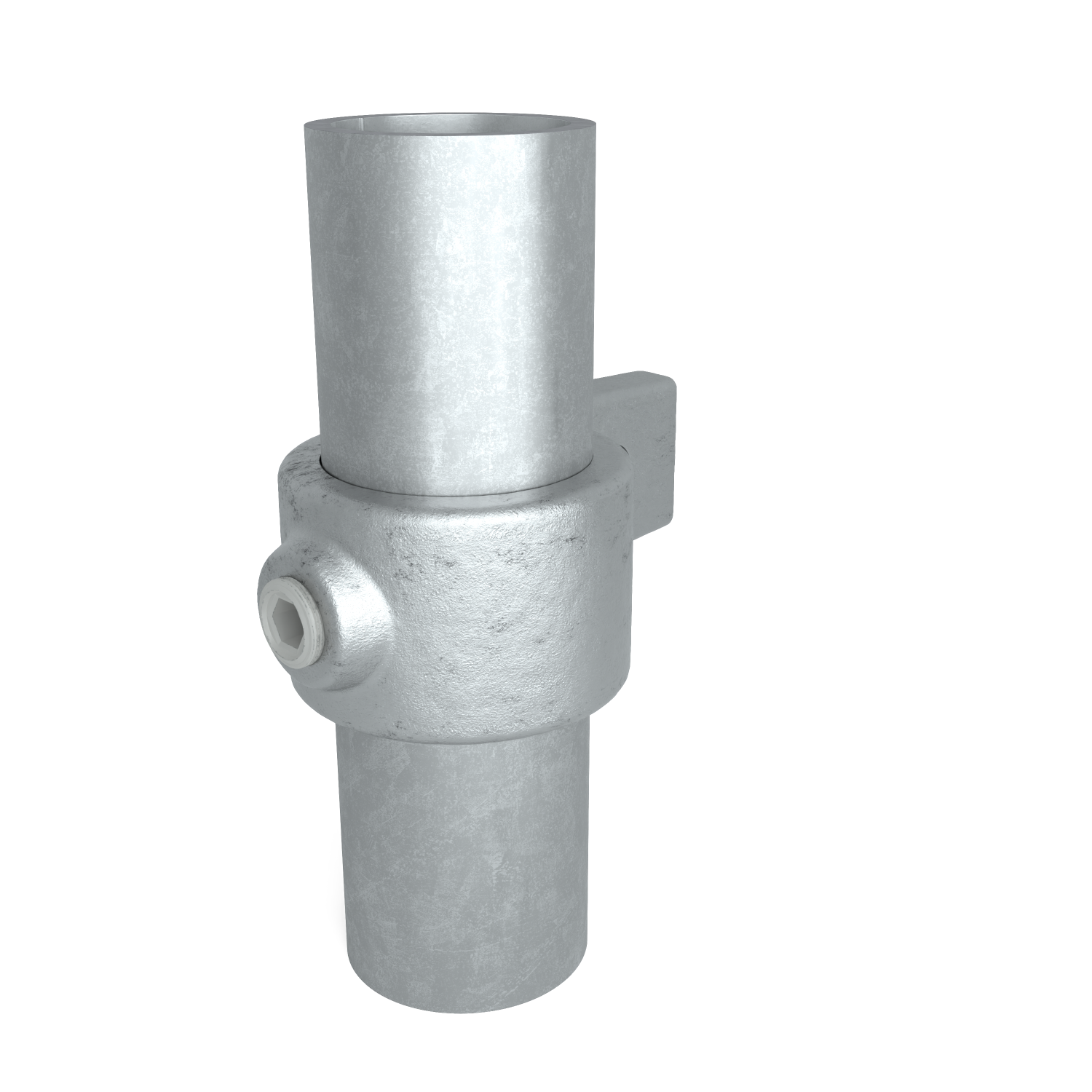 Rohrverbinder Ösenteil mit Einzellasche 48,3 mm - Schrägansicht mit Rohren (Rohr-verbinder.de)