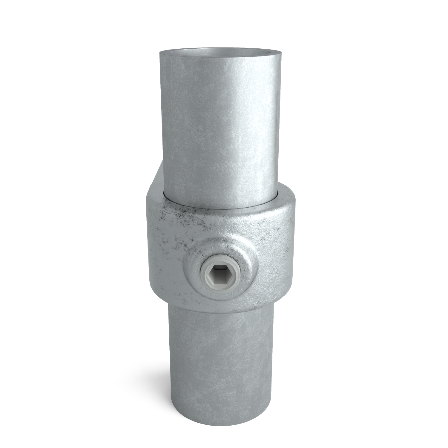 Rohrverbinder Ösenteil mit Einzellasche 21,3 mm - Seitenansicht mit Rohren (Rohr-verbinder.de)