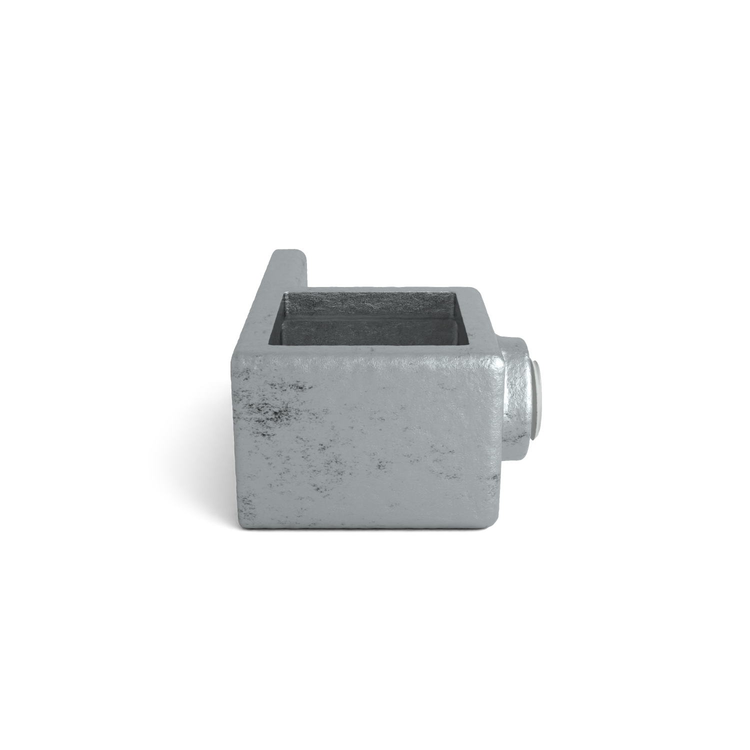 Rohrverbinder Ösenteil mit Einzellasche 25 mm quadratisch - Seitenansicht Rohrverbinder (Rohr-verbinder.de)