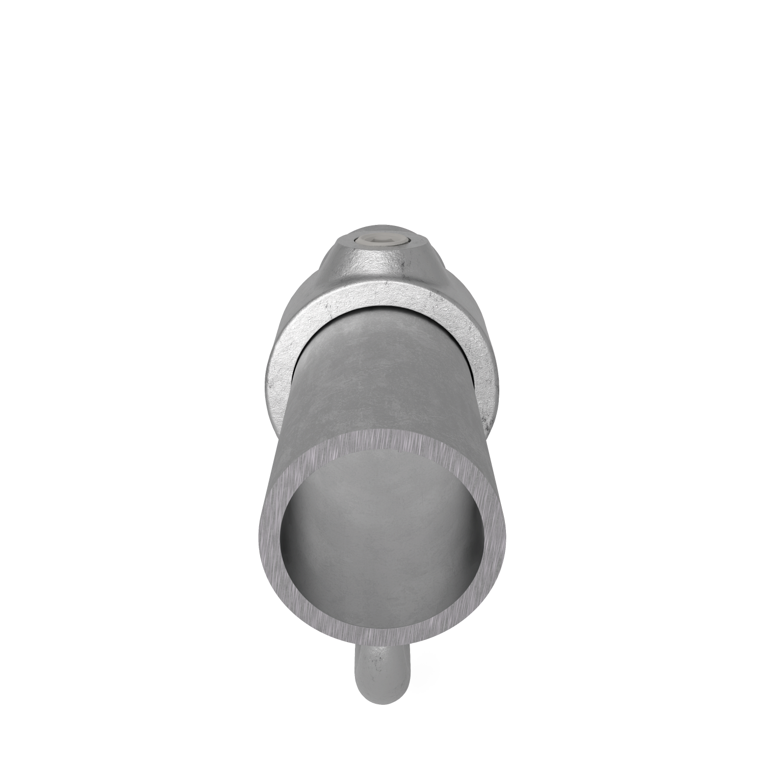 Rohrverbinder Stellring mit Haken 42,4 mm - Seitenansicht mit Rohren (Rohr-verbinder.de)