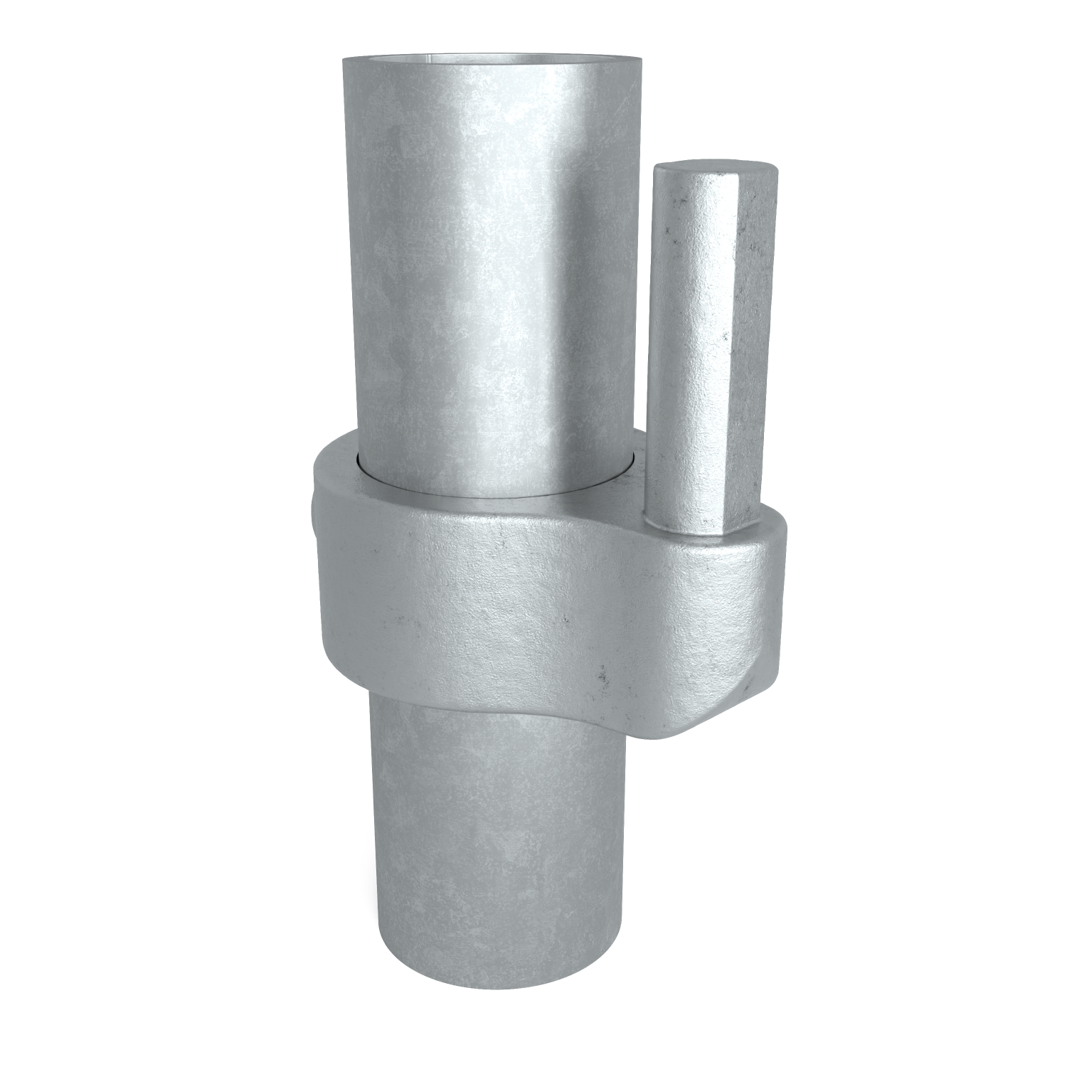 Rohrverbinder Stellringzapfen 26,9 mm - Schrägansicht mit Rohren (Rohr-verbinder.de)