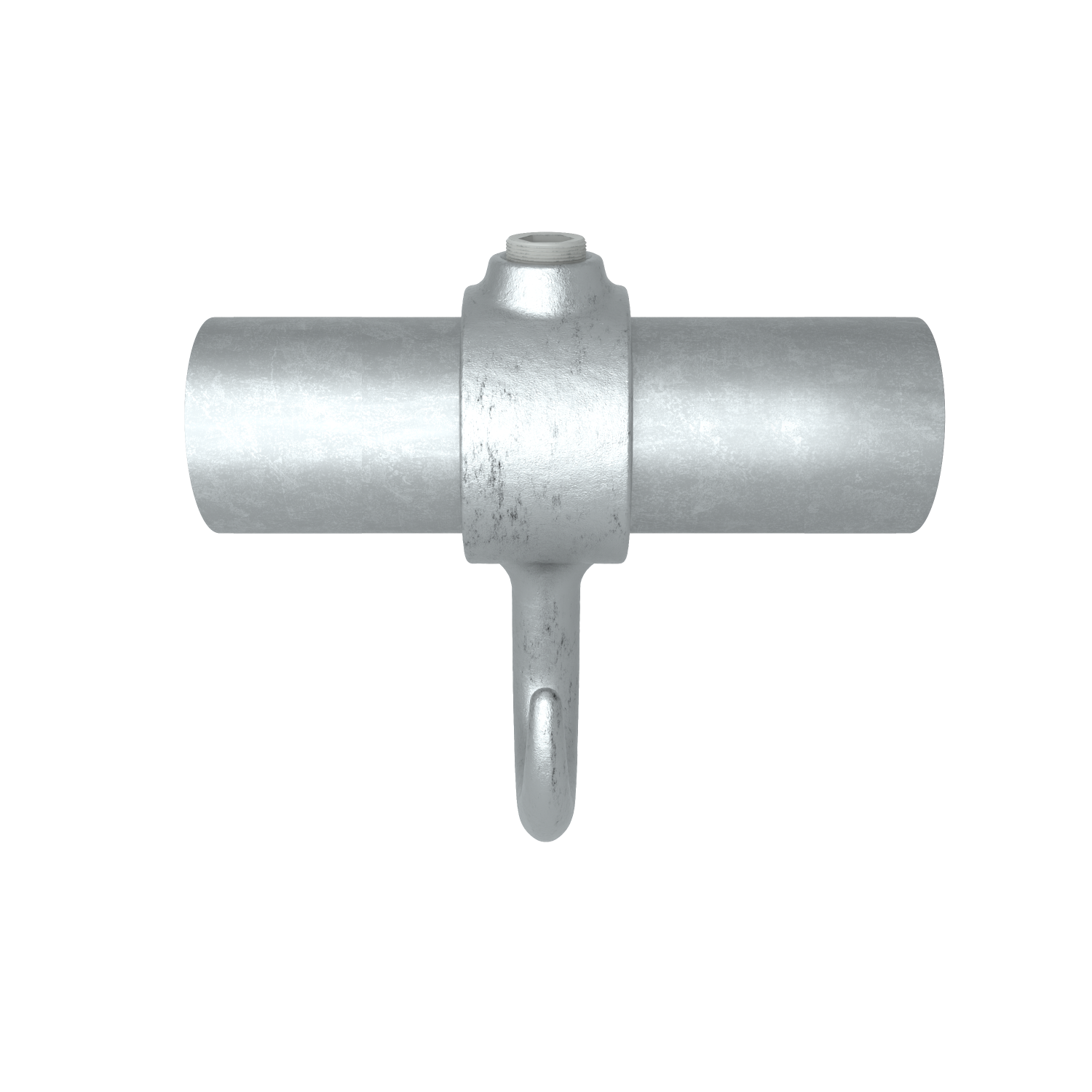 Rohrverbinder Kleiderhaken 26,9 mm - Schrägansicht mit Rohren (Rohr-verbinder.de)