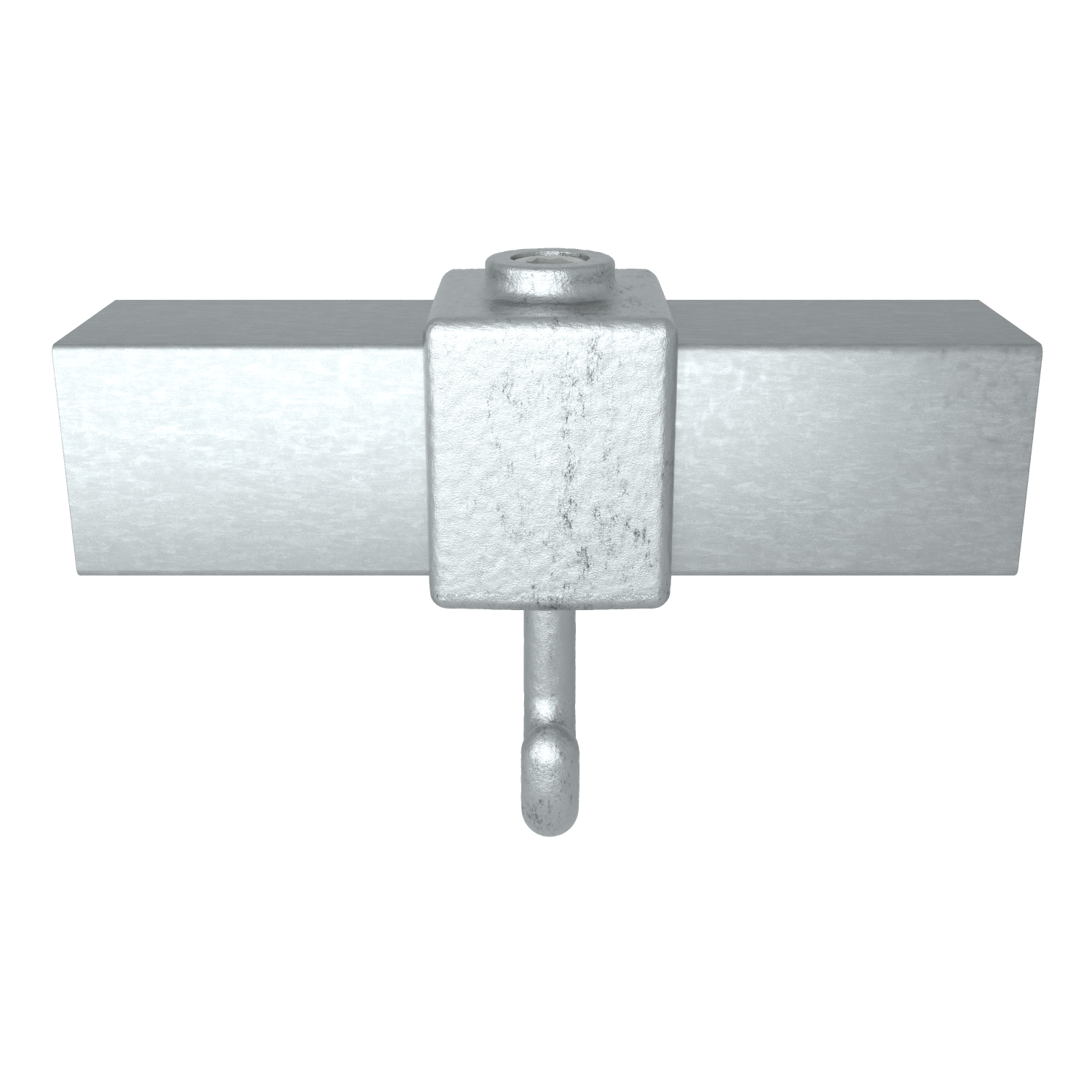 Rohrverbinder Kleiderhaken 40 mm quadratisch - Schrägansicht mit Rohren (Rohr-verbinder.de)
