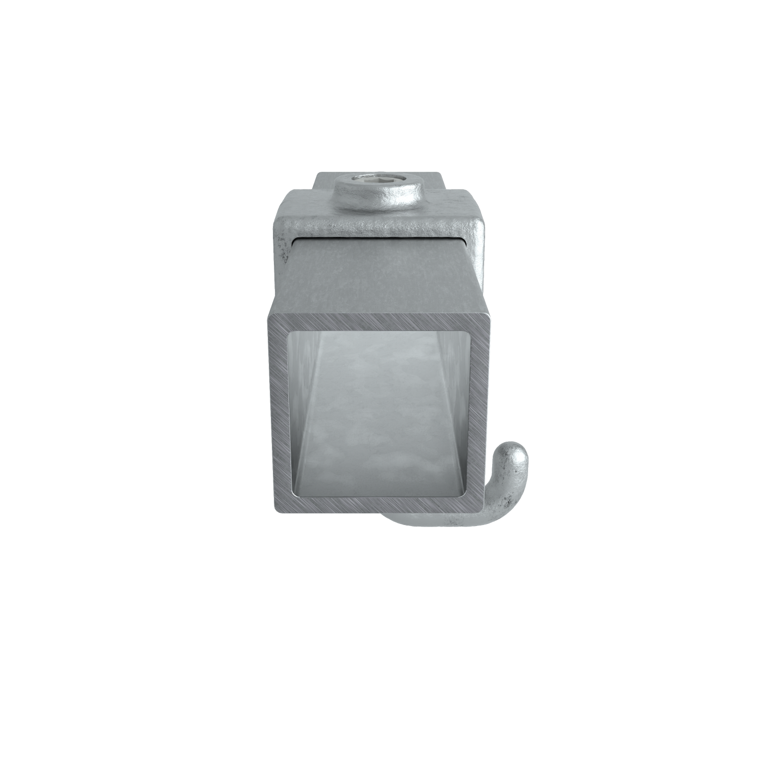 Rohrverbinder Kleiderhaken 40 mm quadratisch - Seitenansicht mit Rohren (Rohr-verbinder.de)