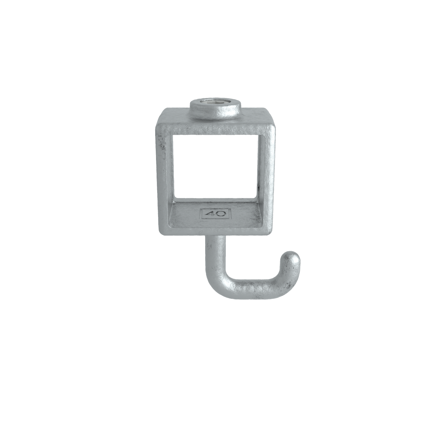 Rohrverbinder Kleiderhaken 40 mm quadratisch - Seitenansicht Rohrverbinder (Rohr-verbinder.de)