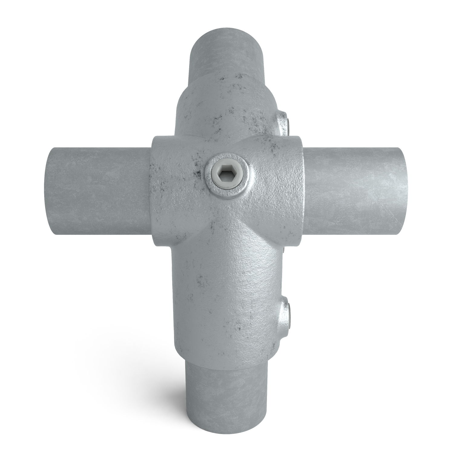 Rohrverbinder Traufenstück 26,9 mm - Seitenansicht mit Rohren (Rohr-verbinder.de)