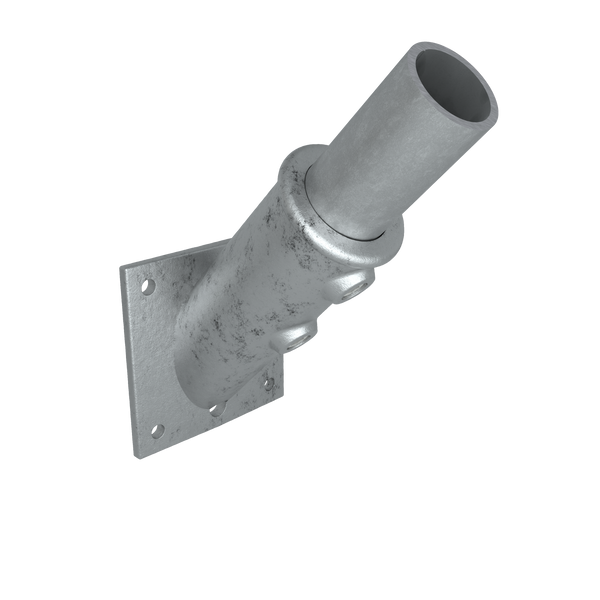 Rohrverbinder Fahnenhalterung 33,7 mm - Vorderansicht mit Rohren (Rohr-verbinder.de)