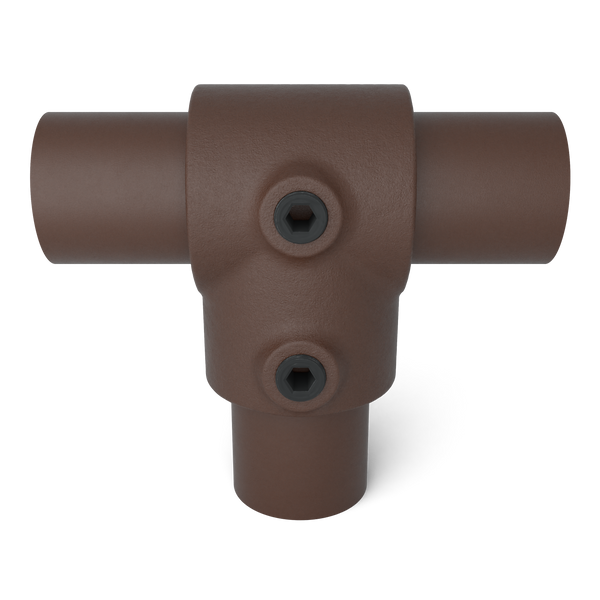 Rohrverbinder T-Stück kurz vintage 26,9 mm - Vorderansicht mit Rohren (Rohr-verbinder.de)