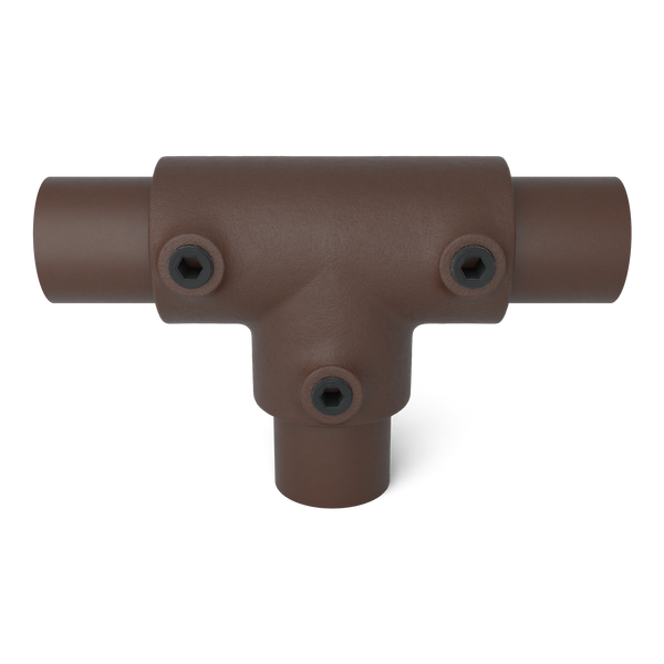 Rohrverbinder T-Stück lang vintage 33,7 mm - Vorderansicht mit Rohren (Rohr-verbinder.de)