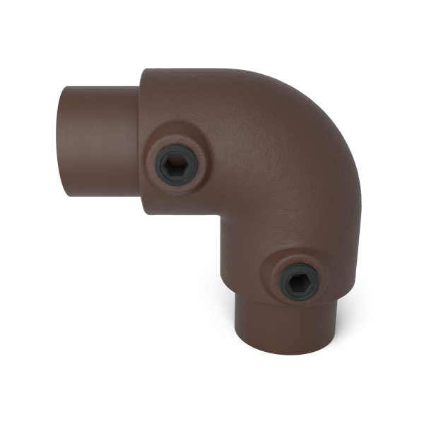 Rohrverbinder Bogen 90º vintage 33,7 mm - Vorderansicht mit Rohren (Rohr-verbinder.de)