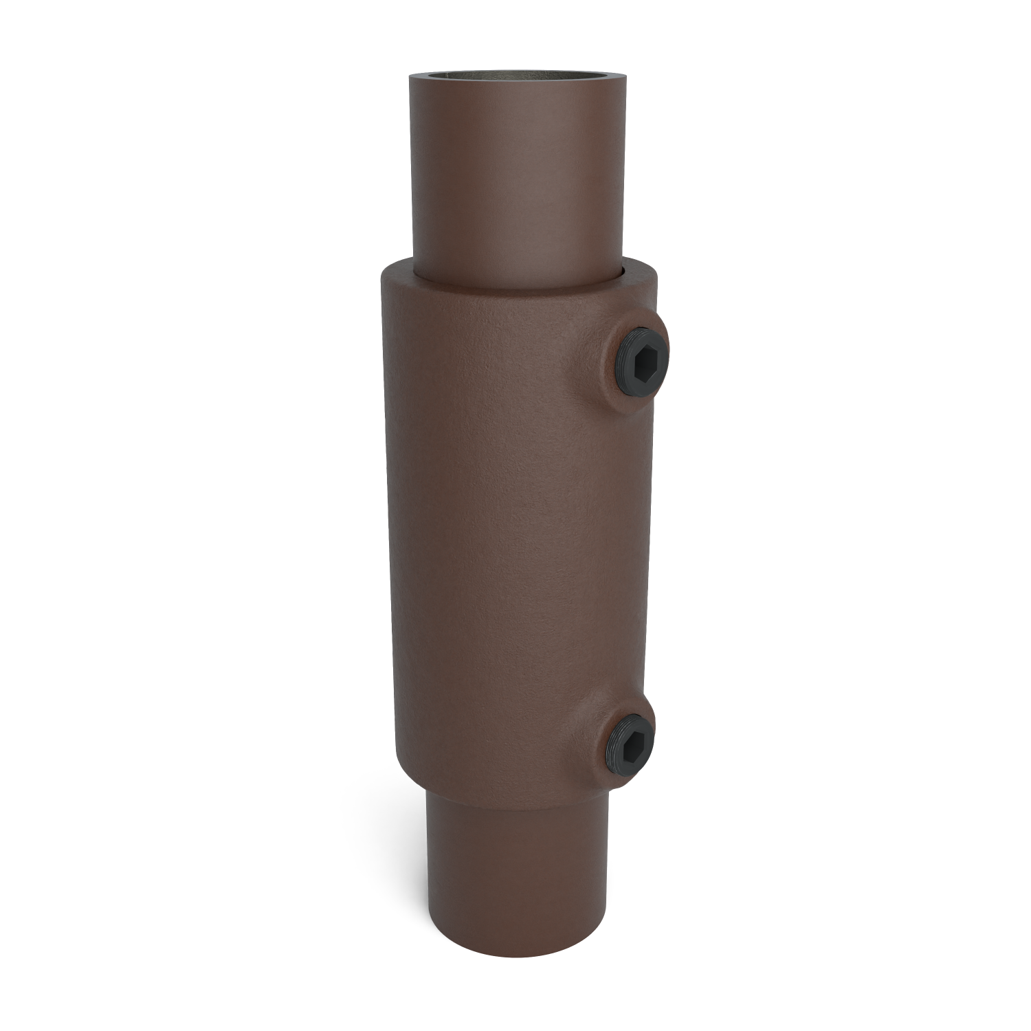 Rohrverbinder Verlängerungsstück vintage 33,7 mm - Schrägansicht mit Rohren (Rohr-verbinder.de)