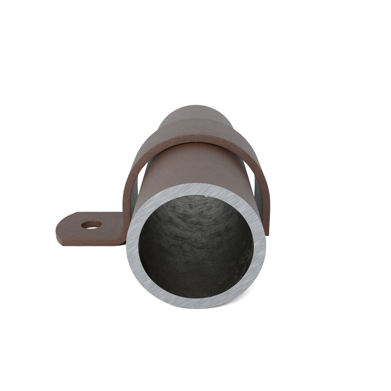 Rohrverbinder Rohrschelle vintage 33,7 mm - Schrägansicht mit Rohren (Rohr-verbinder.de)