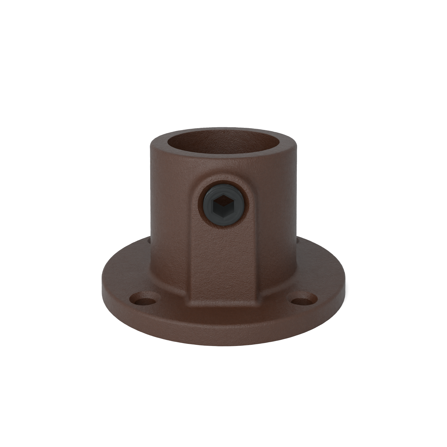 Rohrverbinder Fußplatte rund durchgehend vintage 26,9 mm - Vorderansicht Rohrverbinder (Rohr-verbinder.de)