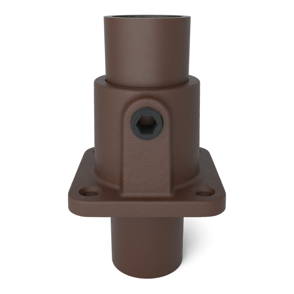 Rohrverbinder Fußplatte quadratisch vintage 33,7 mm - Vorderansicht mit Rohren (Rohr-verbinder.de)