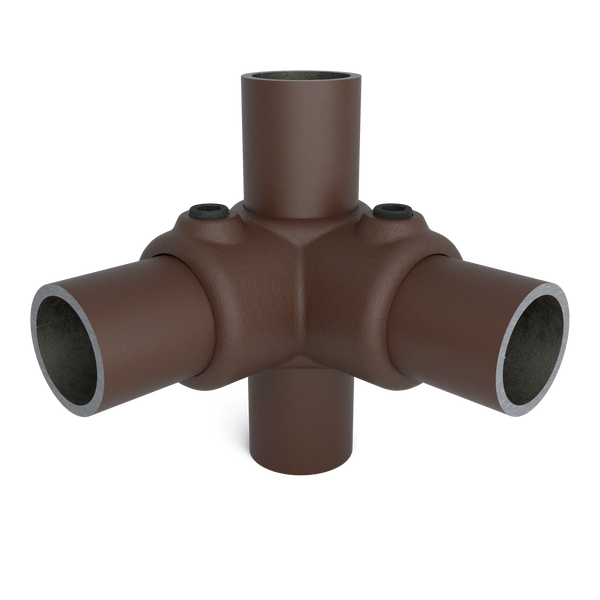 Rohrverbinder Eckstück 90º vintage 26,9 mm - Vorderansicht mit Rohren (Rohr-verbinder.de)