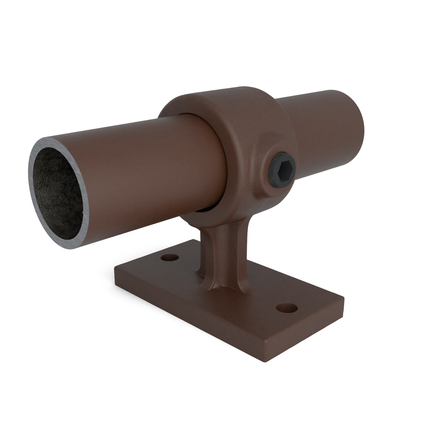 Rohrverbinder Handlaufhalterung vintage 33,7 mm - Vorderansicht mit Rohren (Rohr-verbinder.de)