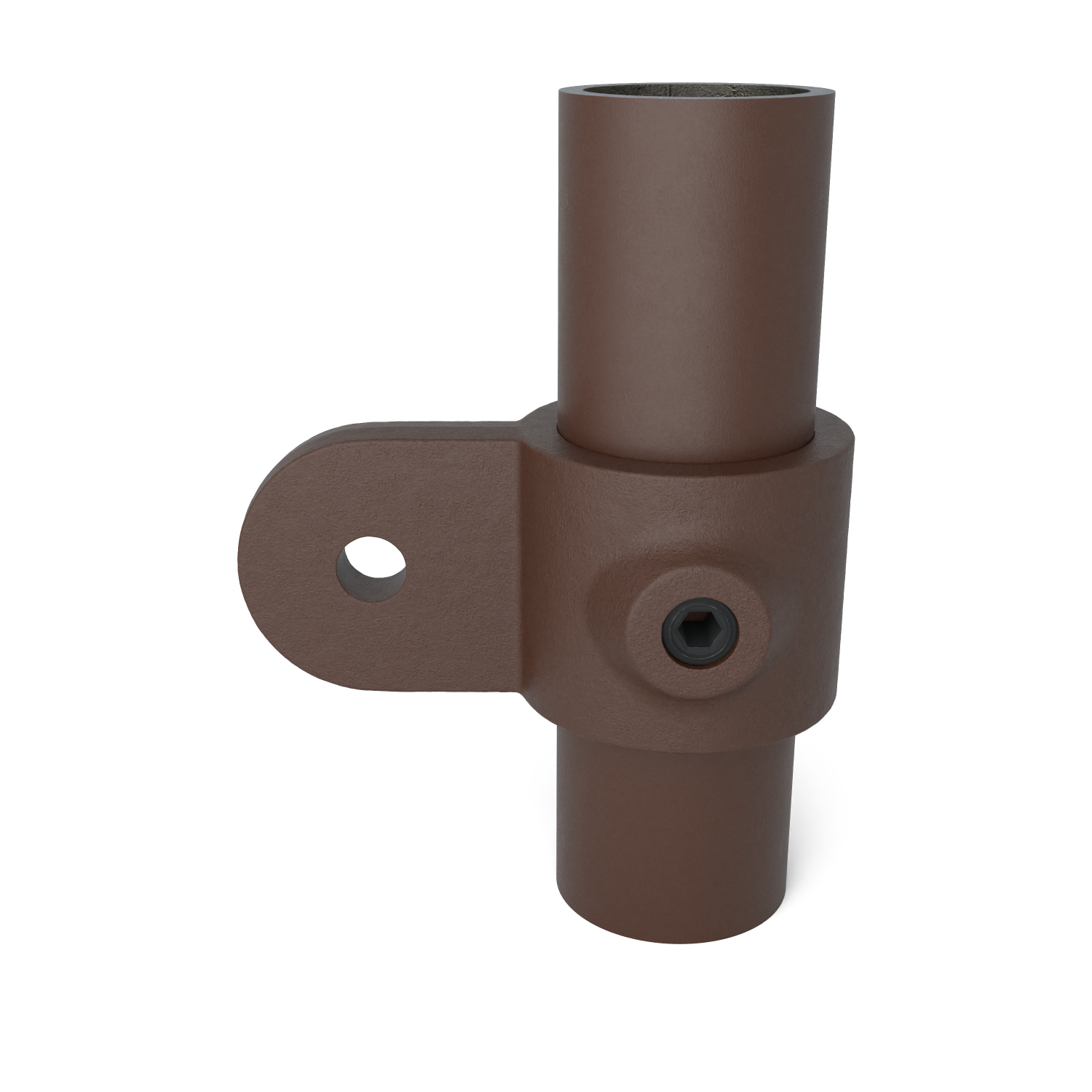 Rohrverbinder Gelenkauge vintage 33,7 mm - Vorderansicht mit Rohren (Rohr-verbinder.de)