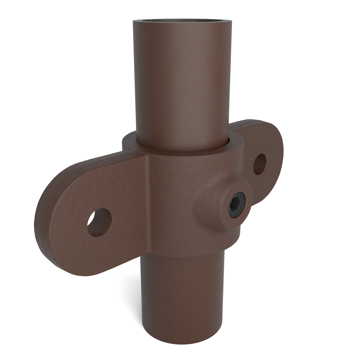 Rohrverbinder Gelenkauge doppelt 180º vintage 33,7 mm - Schrägansicht mit Rohren (Rohr-verbinder.de)