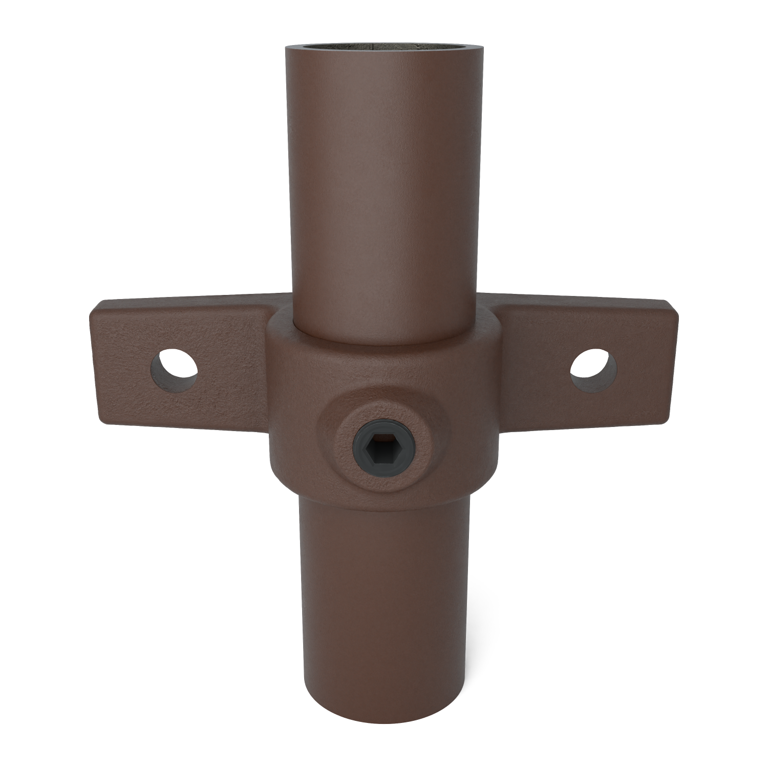 Rohrverbinder Ösenteil mit Doppellasche vintage 33,7 mm - Vorderansicht mit Rohren (Rohr-verbinder.de)