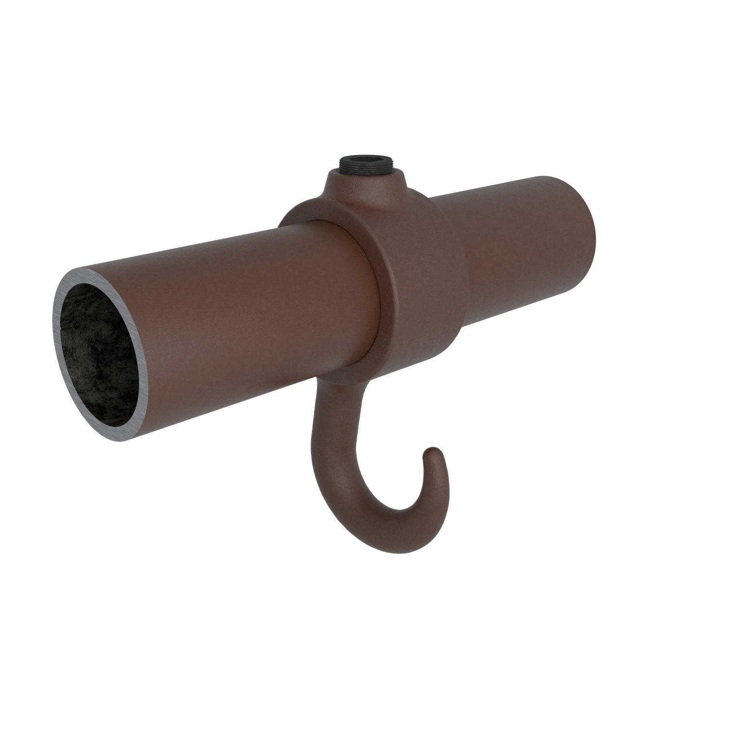 Rohrverbinder Kleiderhaken vintage 33,7 mm - Vorderansicht mit Rohren (Rohr-verbinder.de)
