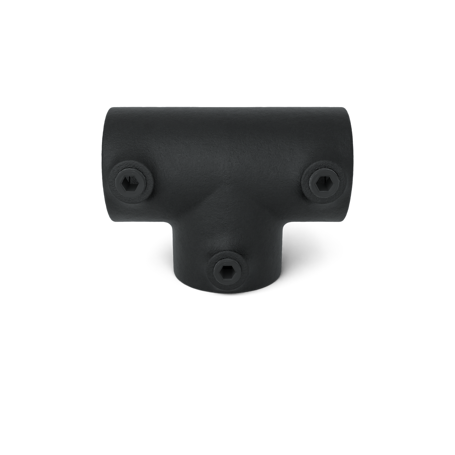 Rohrverbinder T-Stück lang - Schwarz für außen -  42,4 mm - Vorderansicht Rohrverbinder (Rohr-verbinder.de)