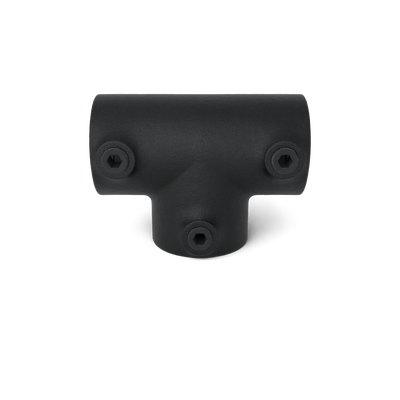 Rohrverbinder T-Stück lang schwarz 42,4 mm - Vorderansicht Rohrverbinder (Rohr-verbinder.de)