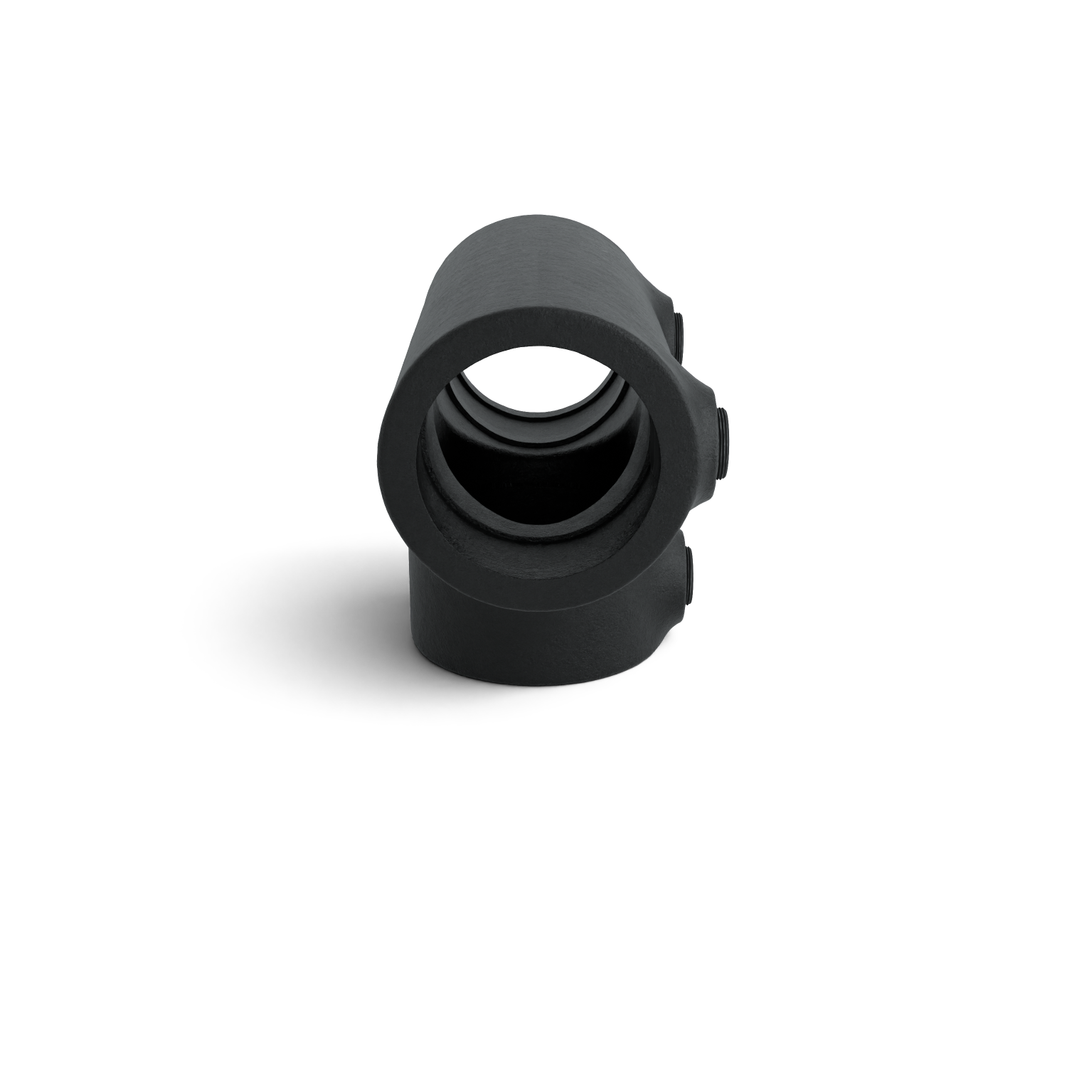 Rohrverbinder T-Stück lang schwarz 42,4 mm - Seitenansicht Rohrverbinder (Rohr-verbinder.de)