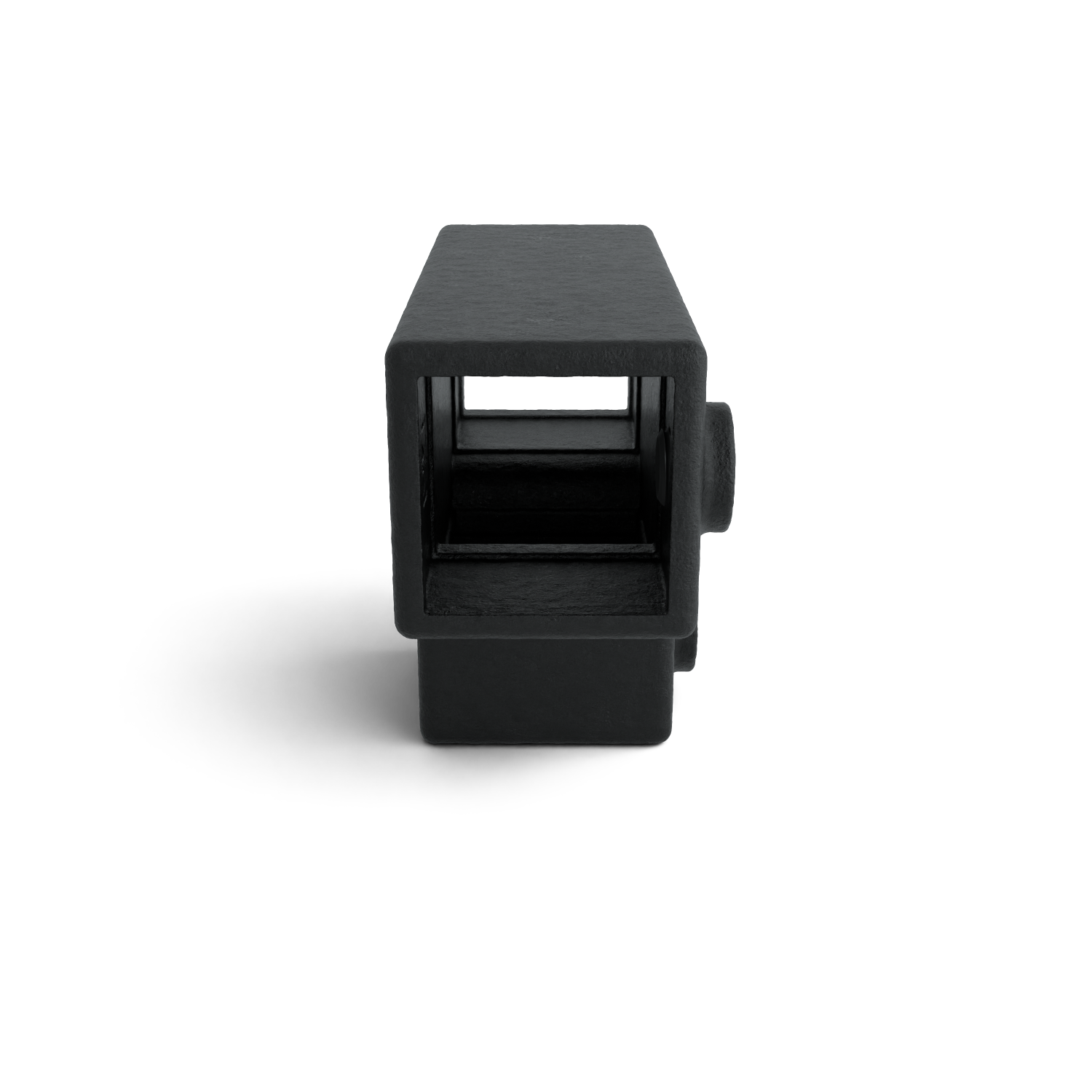 Rohrverbinder T-Stück lang schwarz 40 mm quadratisch - Seitenansicht Rohrverbinder (Rohr-verbinder.de)
