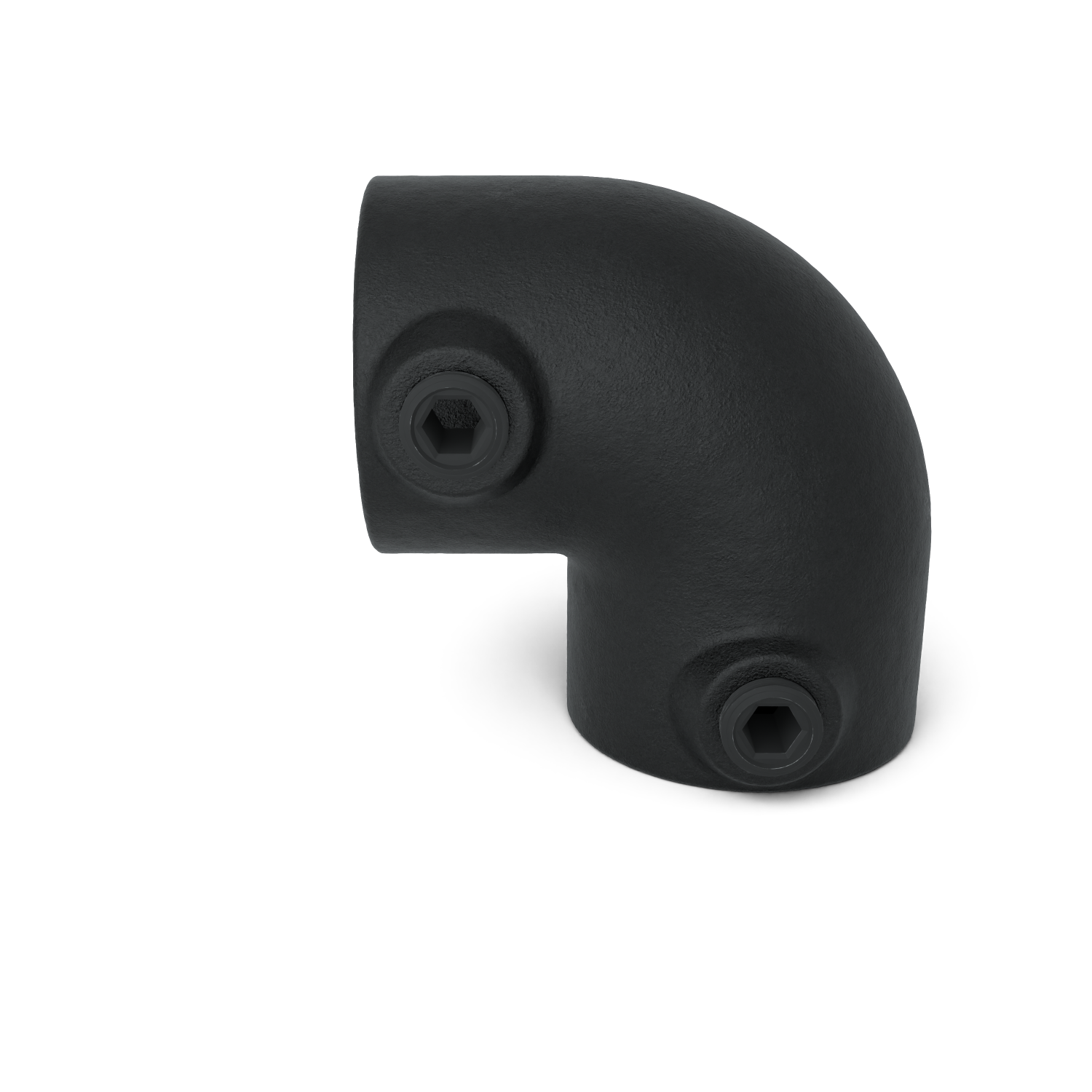 Rohrverbinder Bogen 90º - Schwarz für außen -  33,7 mm - Vorderansicht Rohrverbinder (Rohr-verbinder.de)