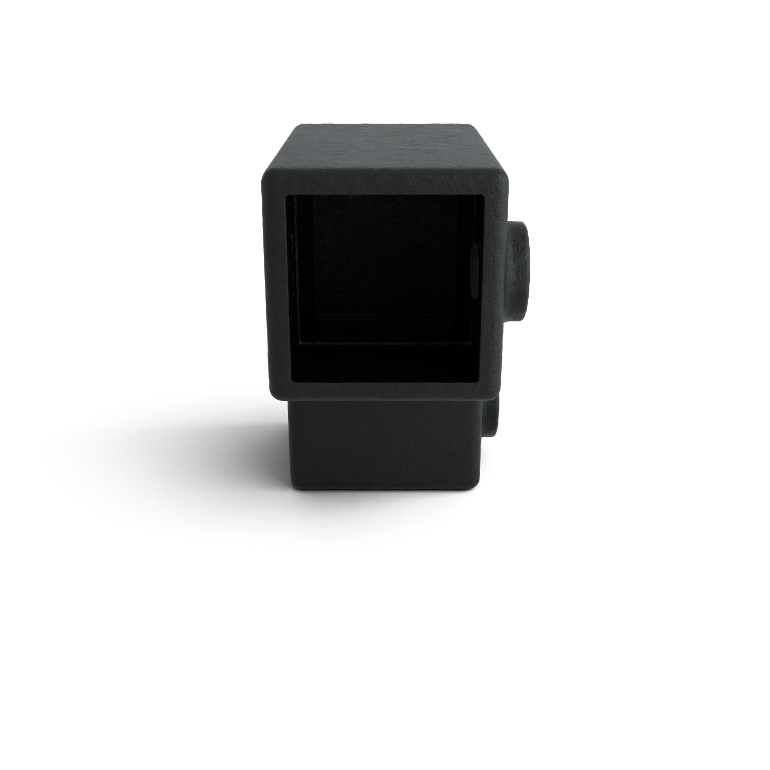 Rohrverbinder Bogen 90º schwarz 40 mm quadratisch - Seitenansicht Rohrverbinder (Rohr-verbinder.de)